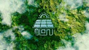 Skov med illustration af logo af solceller til private
